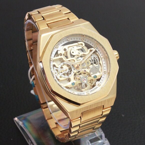 Men's Integrated Bracelet Sports Watch  Automatic See Through Dial, Back 41mm - Picture 2 of 15